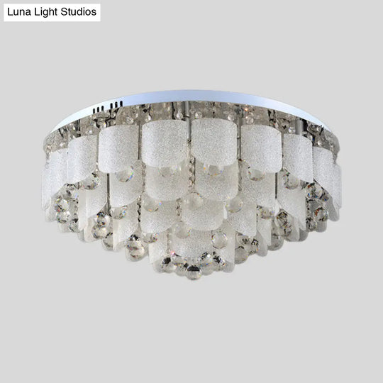 Modern Crystal Balls Flush Mount Lamp - 15 Bulbs Clear Tapered Design White Light