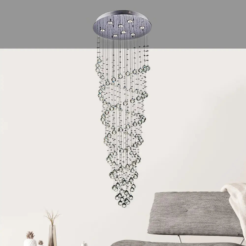 Modern Crystal Beaded Flush Mount Chandelier With 8 Lights In Chrome Finish