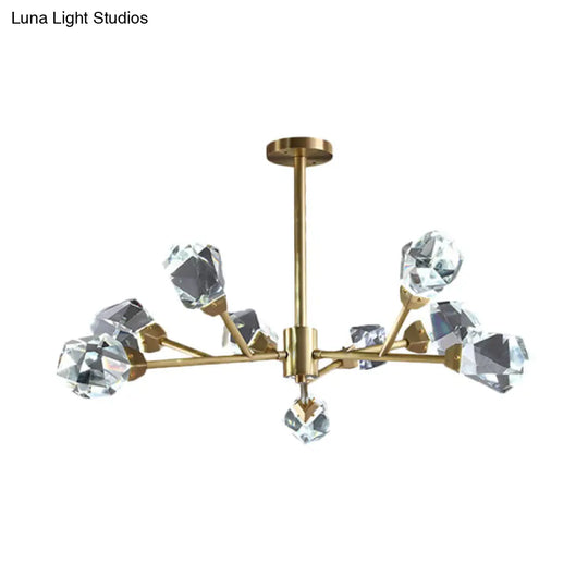 Modern Crystal Block Brass Chandelier - 9/12/18-Light Suspension Pendant For Family Room 9 /