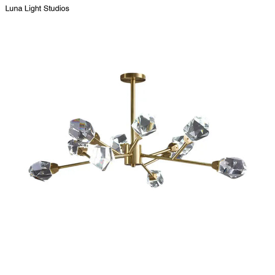 Modern Crystal Block Brass Chandelier - 9/12/18-Light Suspension Pendant For Family Room 12 /