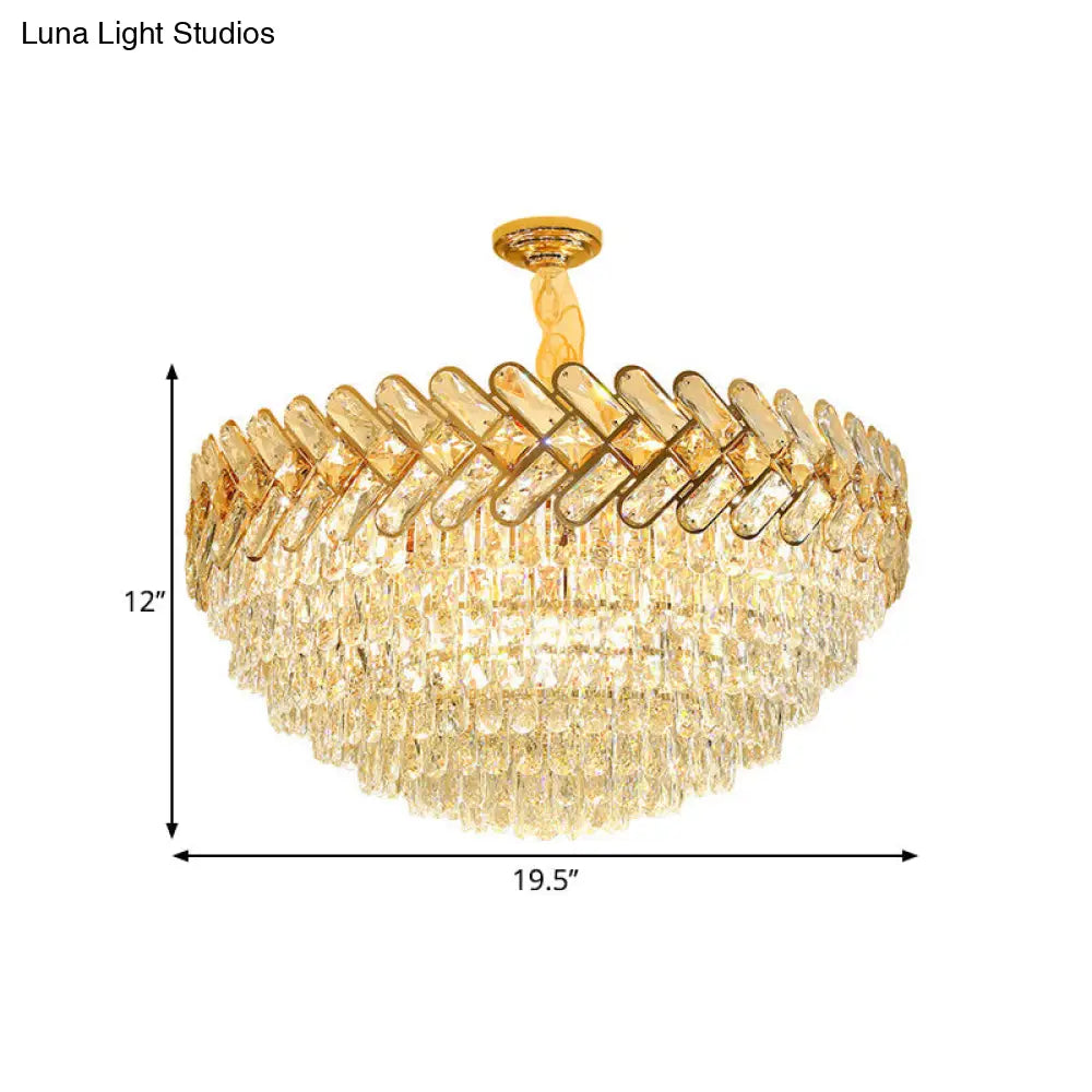 Modern Crystal Block Ceiling Lamp Chandelier Pendant Light - Gold 5/7-Head Design