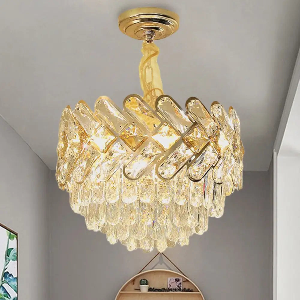 Modern Crystal Block Ceiling Lamp - Gold Chandelier Pendant Light 5 /