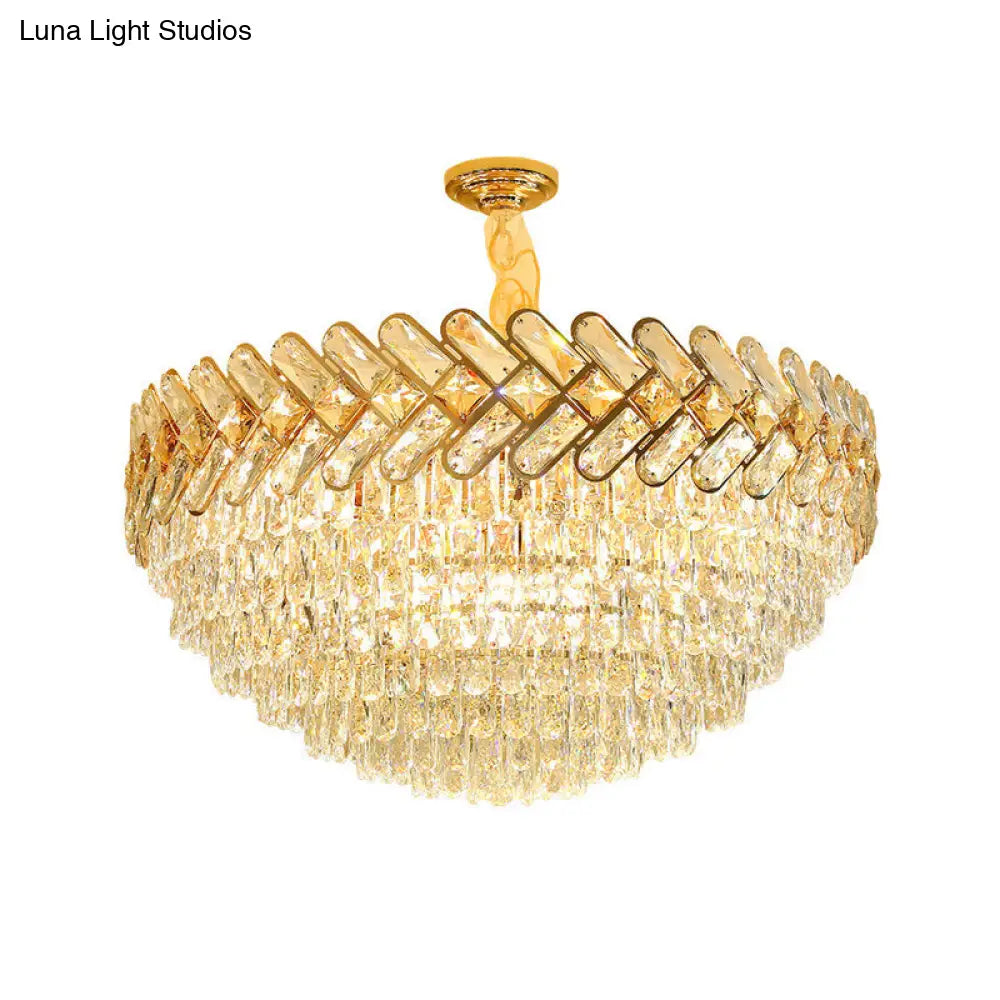 Modern Crystal Block Ceiling Lamp Chandelier Pendant Light - Gold 5/7-Head Design