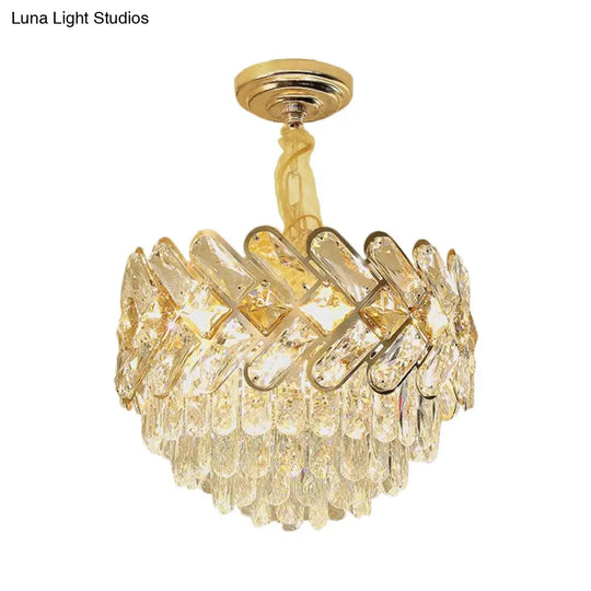 Modern Crystal Block Ceiling Lamp Chandelier Pendant Light - Gold 5/7-Head Design