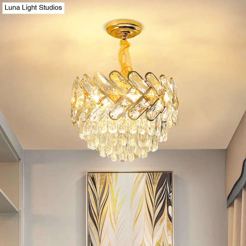 Modern Crystal Block Ceiling Lamp - Gold Chandelier Pendant Light