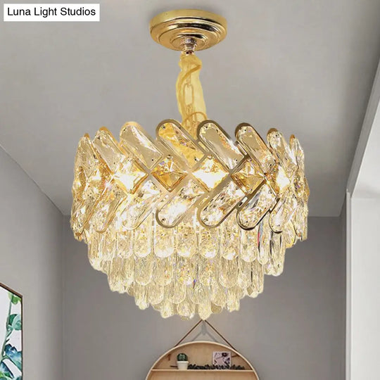 Modern Crystal Block Ceiling Lamp Chandelier Pendant Light - Gold 5/7-Head Design 5 /