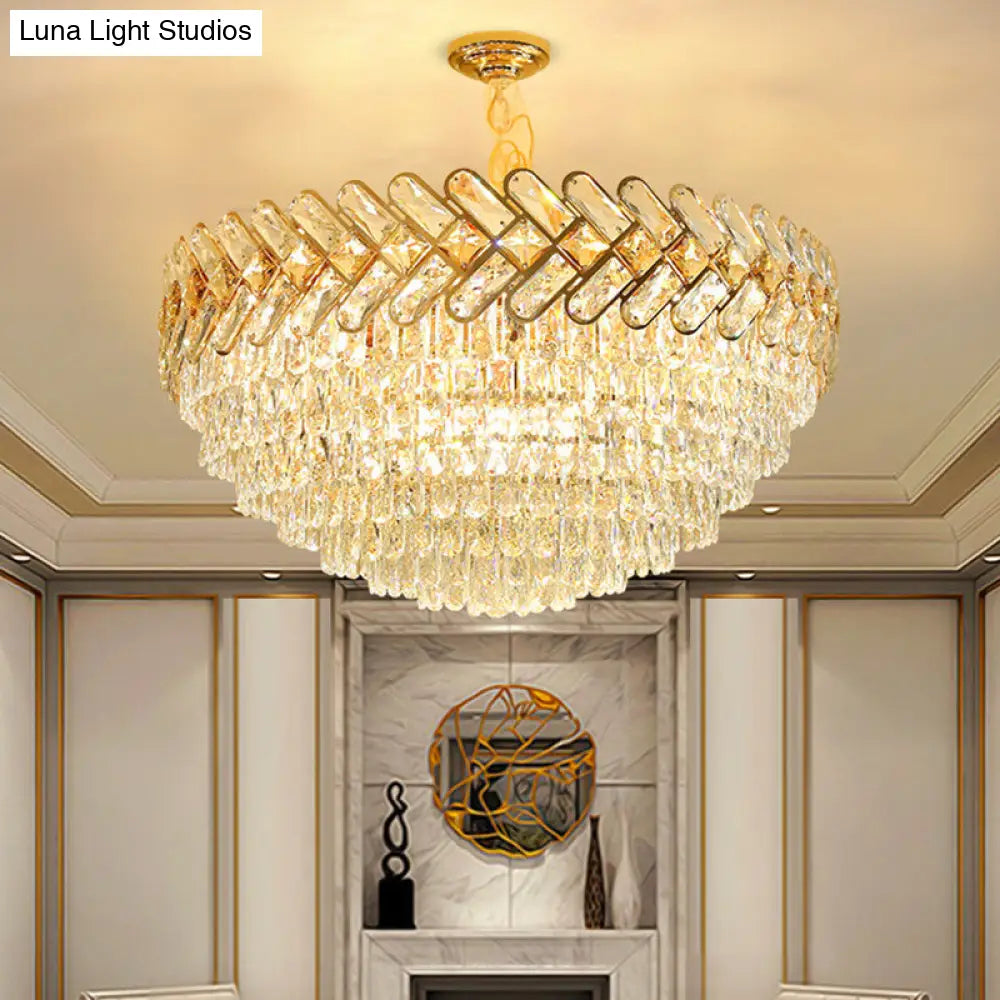 Modern Crystal Block Ceiling Lamp Chandelier Pendant Light - Gold 5/7-Head Design