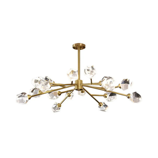 Modern Crystal Block Chandelier: Stylish 6/15/18 Lights Ceiling Pendant In Brass 18 /