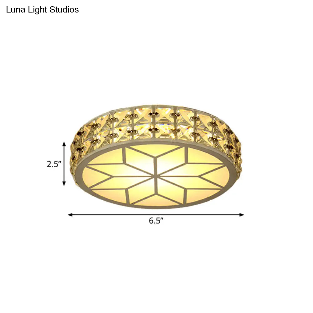 Modern Crystal Block Circle Led Ceiling Light 6.5/8.5 Width Gold Flush Mount Fixture