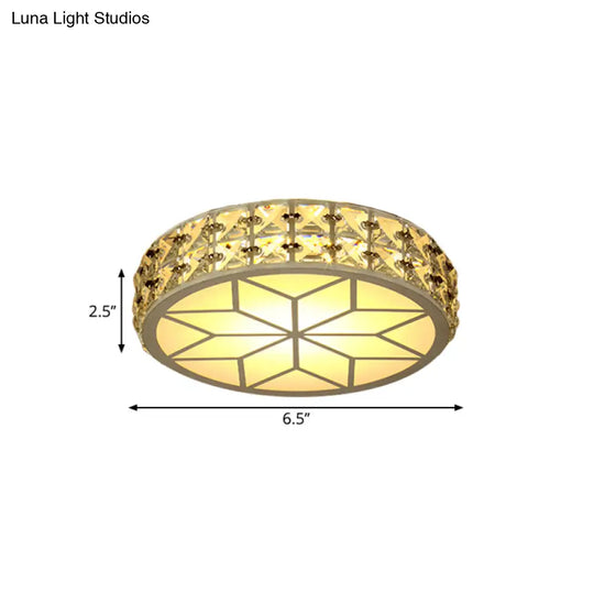 Modern Crystal Block Circle Led Ceiling Light 6.5’/8.5’ Width Gold Flush Mount Fixture