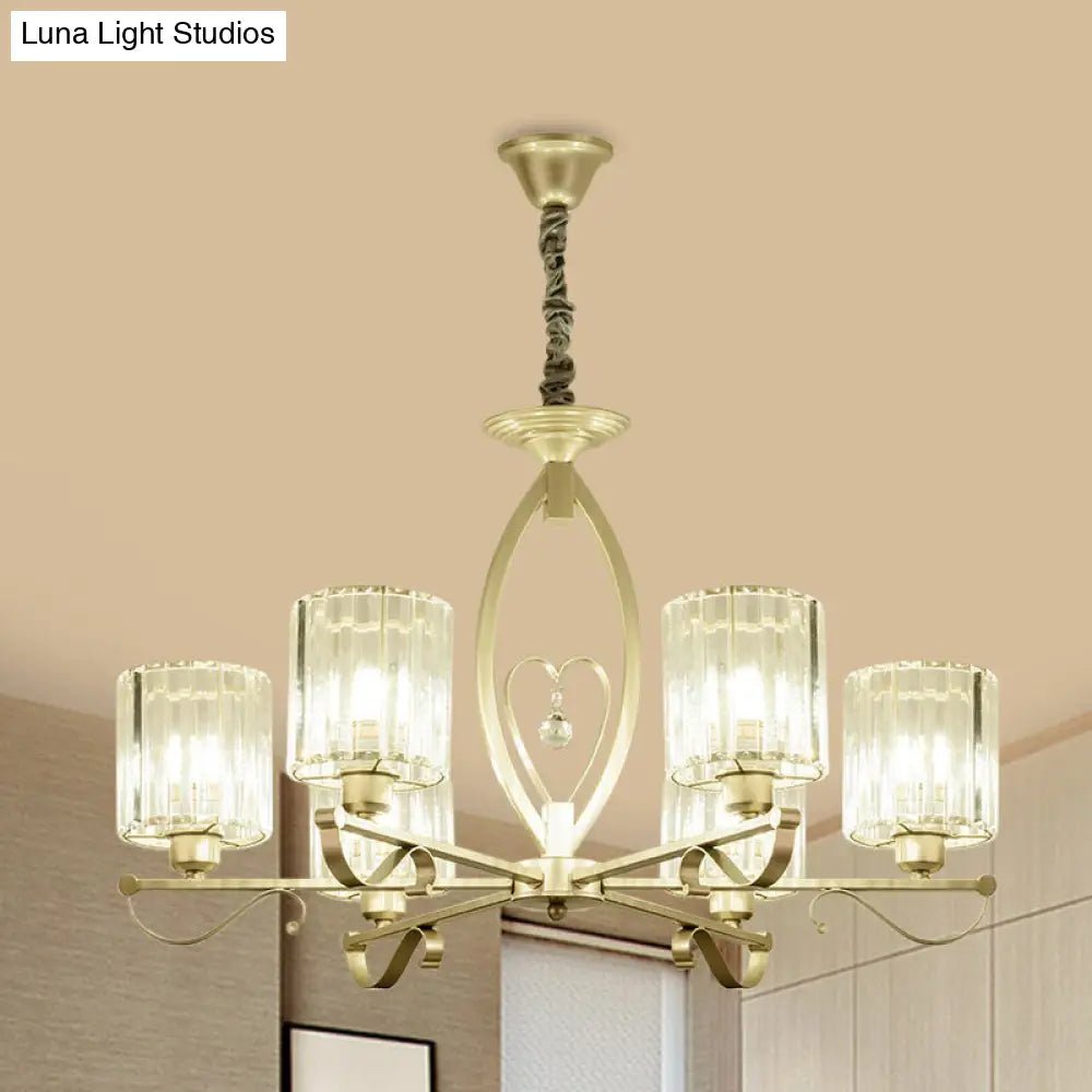 Modern Gold Cylinder Crystal Chandelier - 3/6 Lights Living Room Ceiling Light 6 /