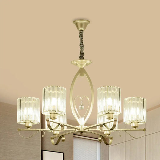 Modern Crystal Block Gold Pendant Chandelier - 3/6 Lights Living Room Ceiling Light 6 /