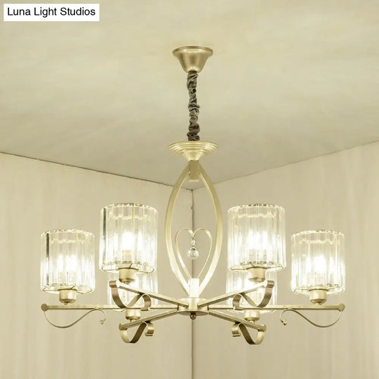 Modern Crystal Block Gold Pendant Chandelier - 3/6 Lights Living Room Ceiling Light