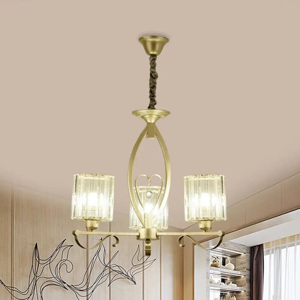 Modern Crystal Block Gold Pendant Chandelier - 3/6 Lights Living Room Ceiling Light 3 /