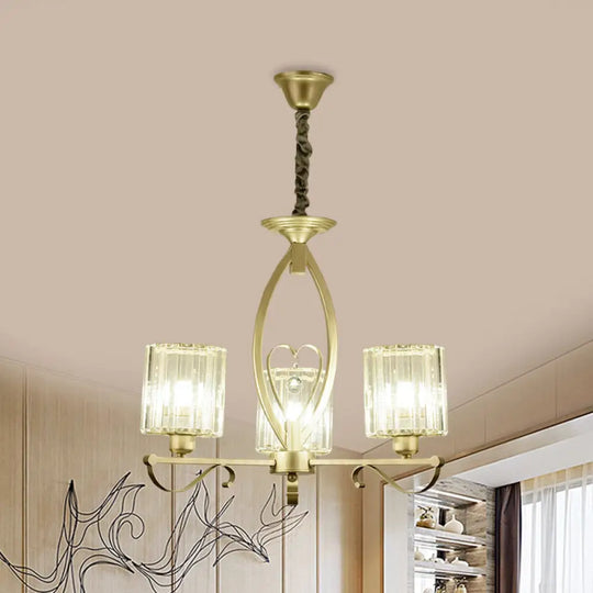 Modern Crystal Block Gold Pendant Chandelier - 3/6 Lights Living Room Ceiling Light 3 /