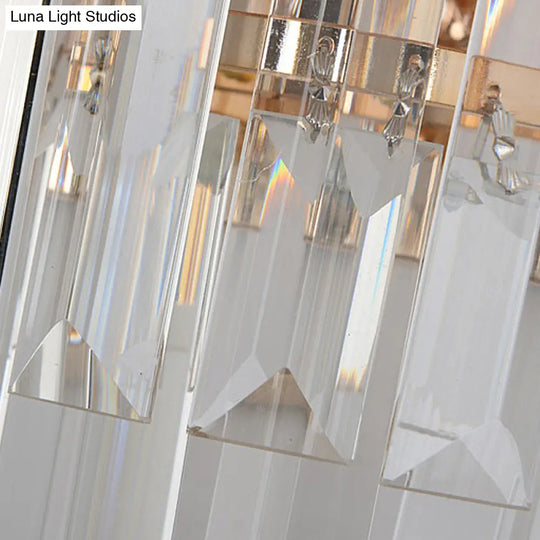 Modern Crystal Block Gold Sconce Light With 4 Tiered Wall-Mounted Heads For Bedroom