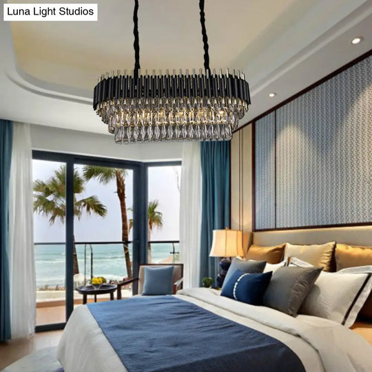 Modern Crystal Block Island Pendant Light