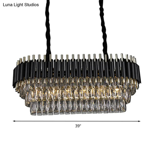 Modern Crystal Block Island Pendant Light