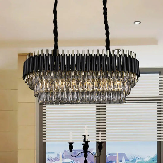 Modern Crystal Block Island Pendant Light 6 / Black