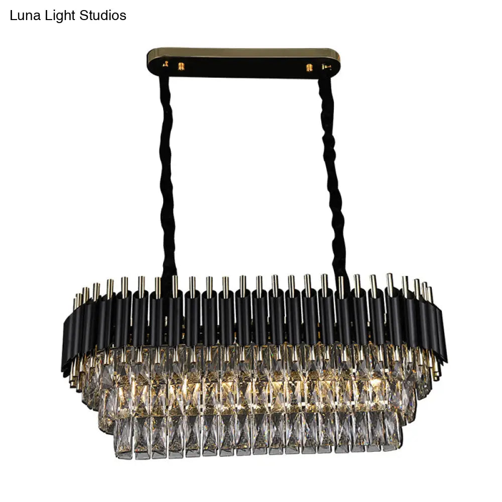 Modern Crystal Block Island Pendant Light