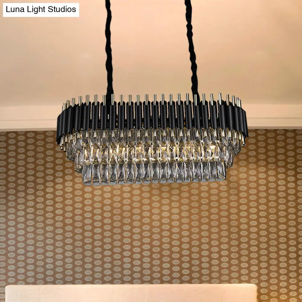 Modern Crystal Block Island Pendant Light