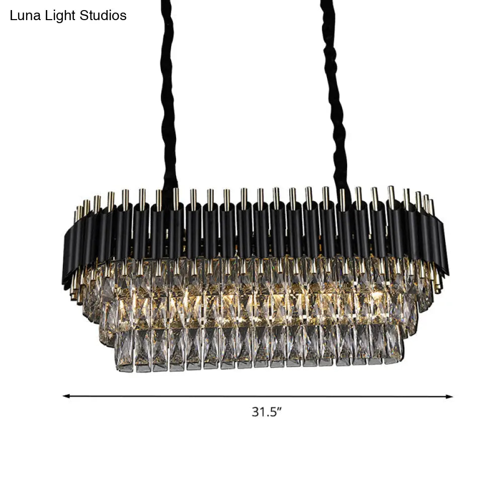 Modern Crystal Block Island Pendant Light