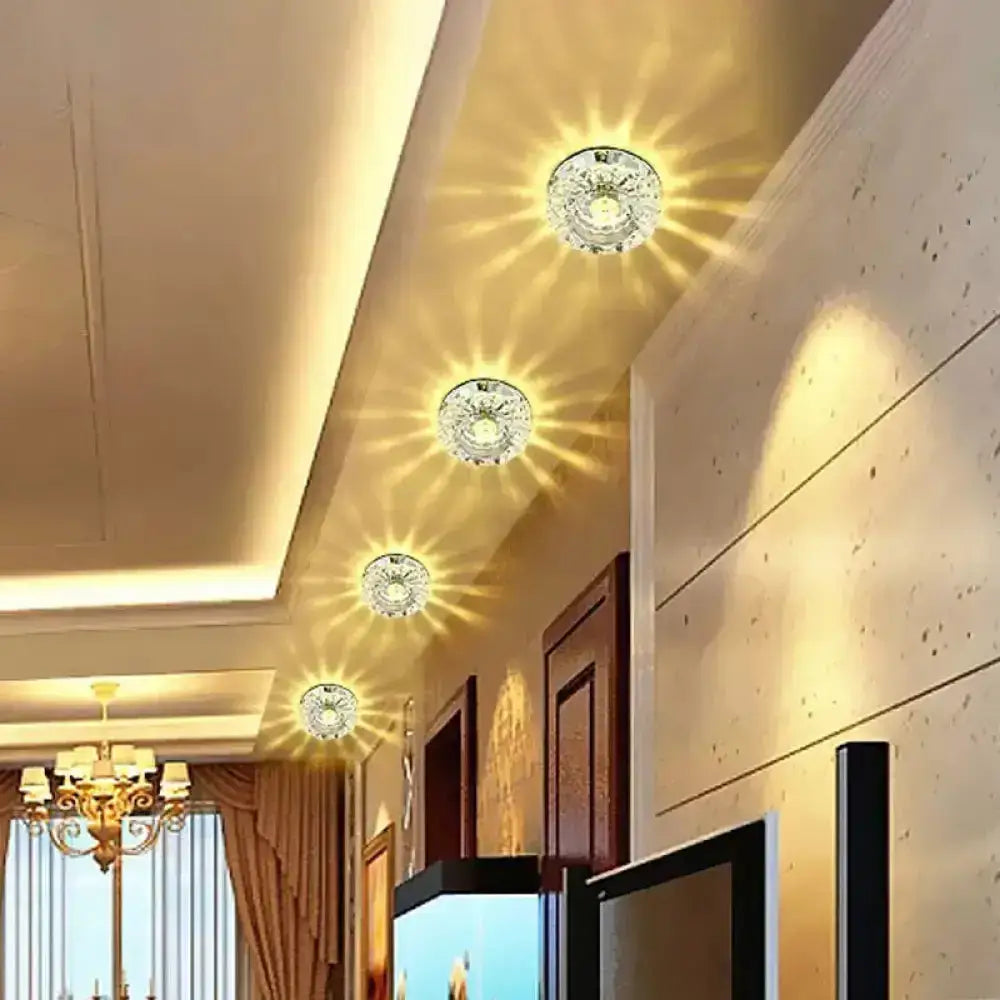 Modern Crystal Blossom Led Flush Mount Ceiling Fixture With Layered Design - Ideal For Corridors