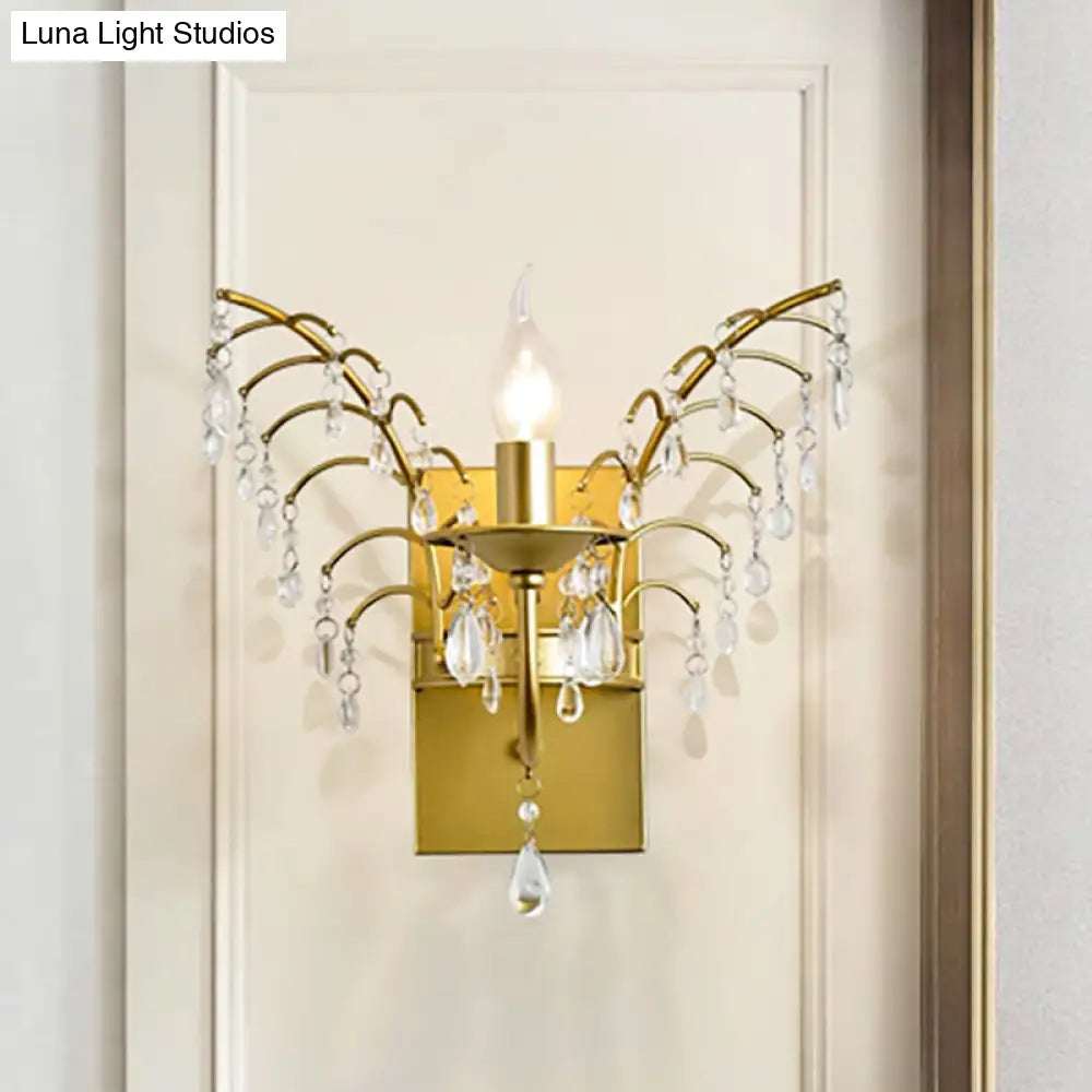 Modern Crystal Brass Wall Sconce With Branch Design