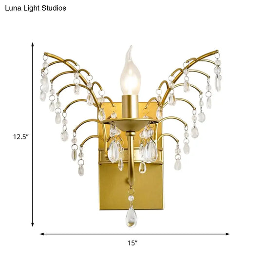 Modern Crystal Brass Wall Sconce With Branch Design