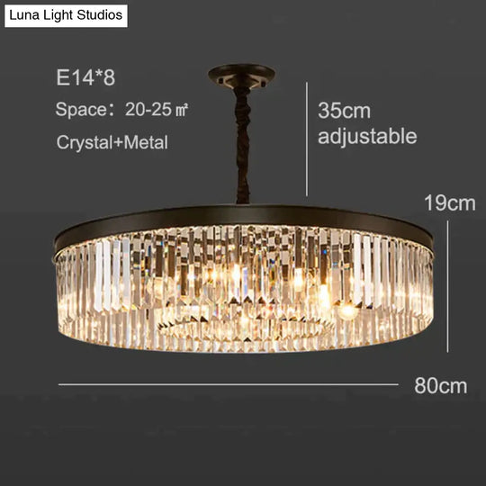 Modern Crystal Ceiling Lamp Living Light Bedroom Classic Round Lamps Black Base Led Fixtures Dining