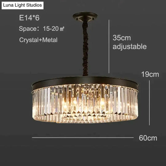 Modern Crystal Ceiling Lamp Living Light Bedroom Classic Round Lamps Black Base Led Fixtures Dining