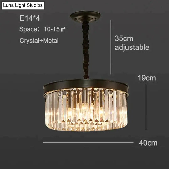 Modern Crystal Ceiling Lamp Living Light Bedroom Classic Round Lamps Black Base Led Fixtures Dining