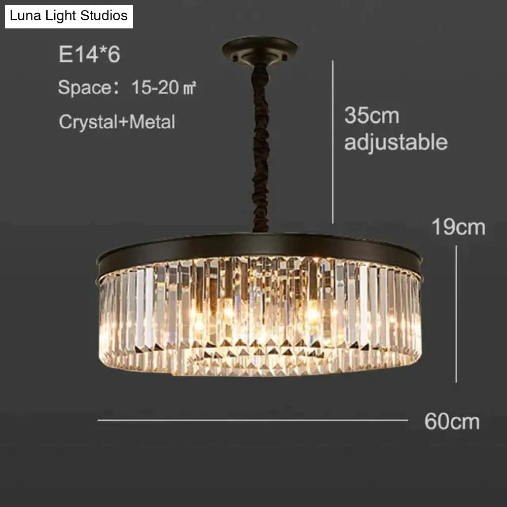 Modern Crystal Ceiling Lamp Living Light Bedroom Classic Round Lamps Black Base Led Fixtures Dining