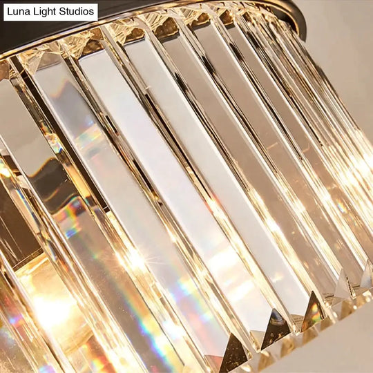 Modern Crystal Ceiling Lamp Living Light Bedroom Classic Round Lamps Black Base Led Fixtures Dining