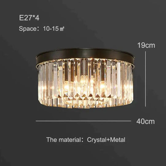 Modern Crystal Ceiling Lamp Living Light Bedroom Classic Round Lamps Black Base Led Fixtures Dining