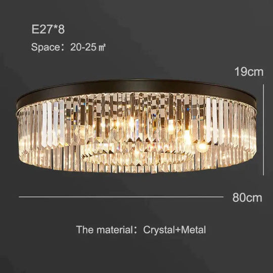 Modern Crystal Ceiling Lamp Living Light Bedroom Classic Round Lamps Black Base Led Fixtures Dining