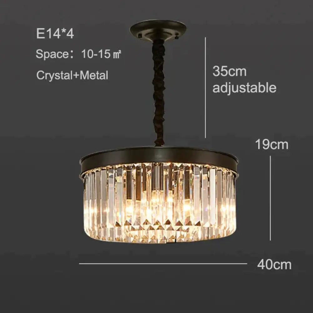 Modern Crystal Ceiling Lamp Living Light Bedroom Classic Round Lamps Black Base Led Fixtures Dining