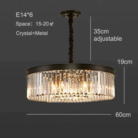 Modern Crystal Ceiling Lamp Living Light Bedroom Classic Round Lamps Black Base Led Fixtures Dining