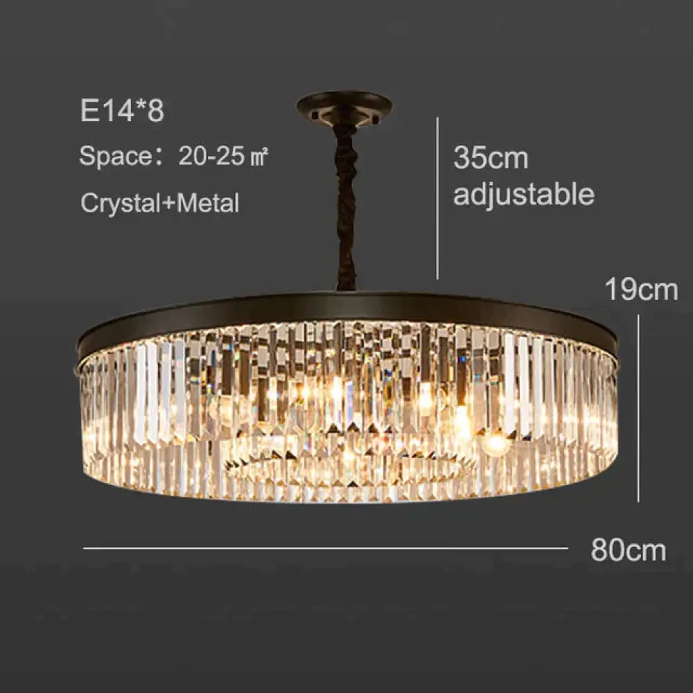 Modern Crystal Ceiling Lamp Living Light Bedroom Classic Round Lamps Black Base Led Fixtures Dining