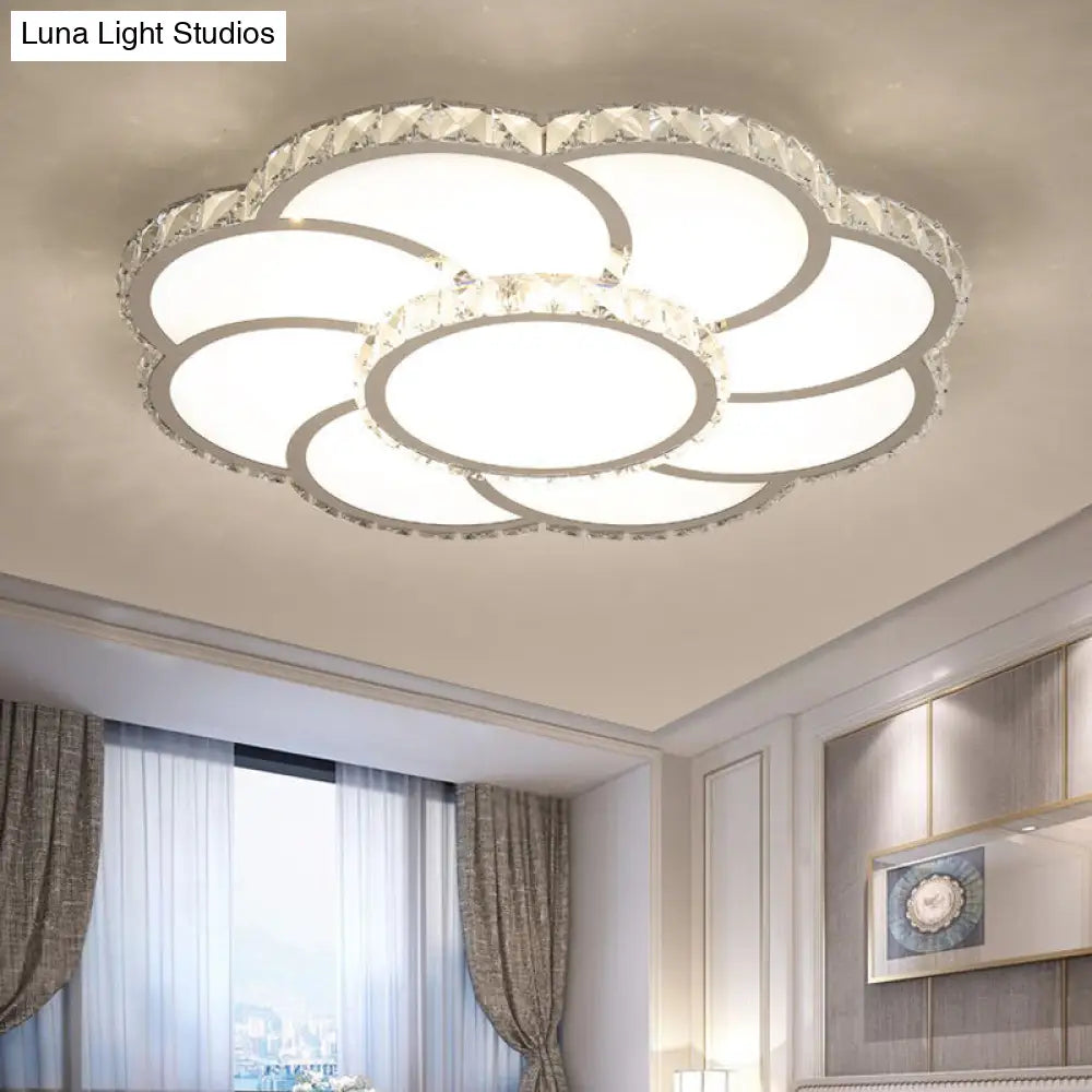 Modern Crystal Ceiling Lamp - Smart Led Flush Mount Light 18/24 Wide Warm/White White / 18