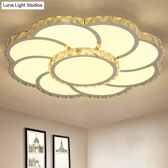 Modern Crystal Ceiling Lamp - Smart Led Flush Mount Light 18/24 Wide Warm/White White / 18 Warm