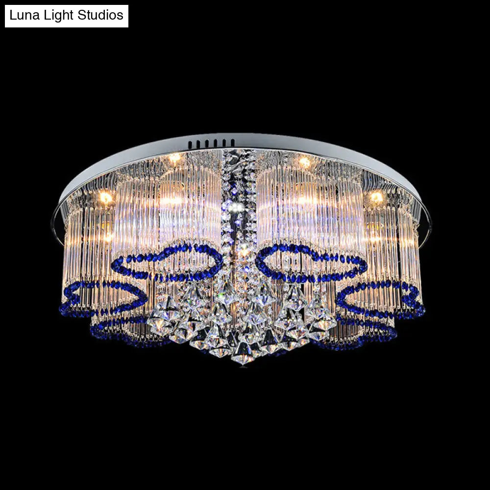 Modern Crystal Ceiling Lamp With Loving Heart Design - 3/5 Lights Blue