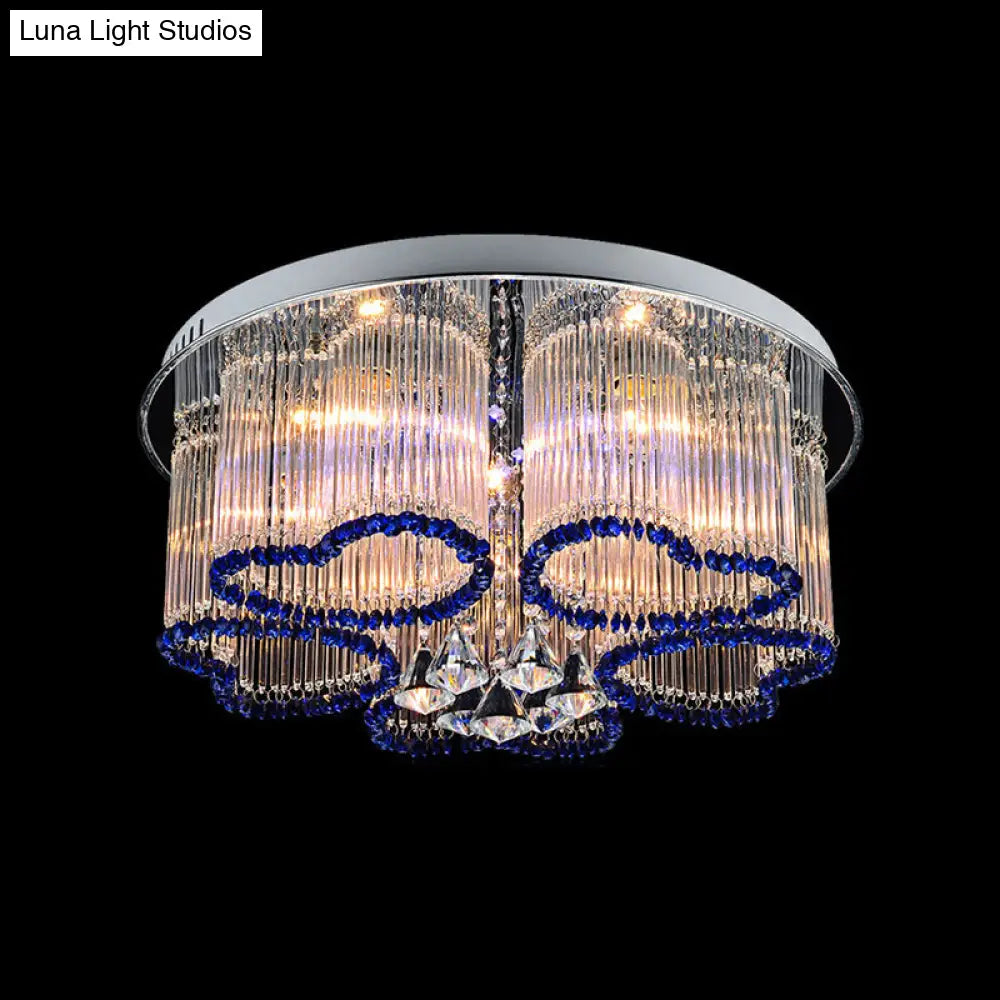 Modern Crystal Ceiling Lamp With Loving Heart Design - 3/5 Lights Blue