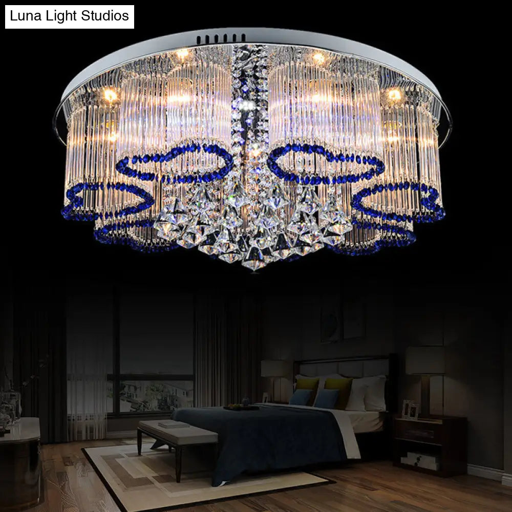Modern Crystal Ceiling Lamp With Loving Heart Design - 3/5 Lights Blue