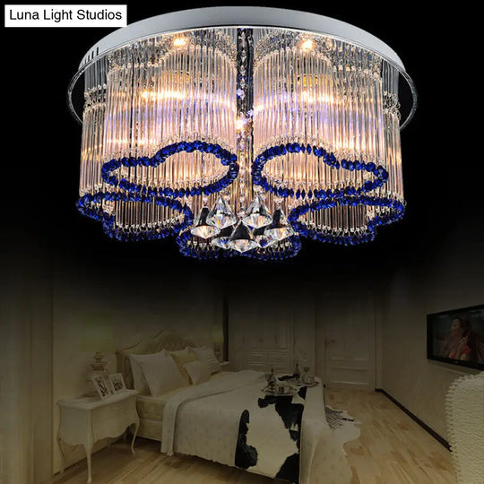 Modern Crystal Ceiling Lamp With Loving Heart Design - 3/5 Lights Blue 5 /