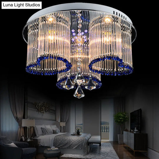 Modern Crystal Ceiling Lamp With Loving Heart Design - 3/5 Lights Blue 3 /