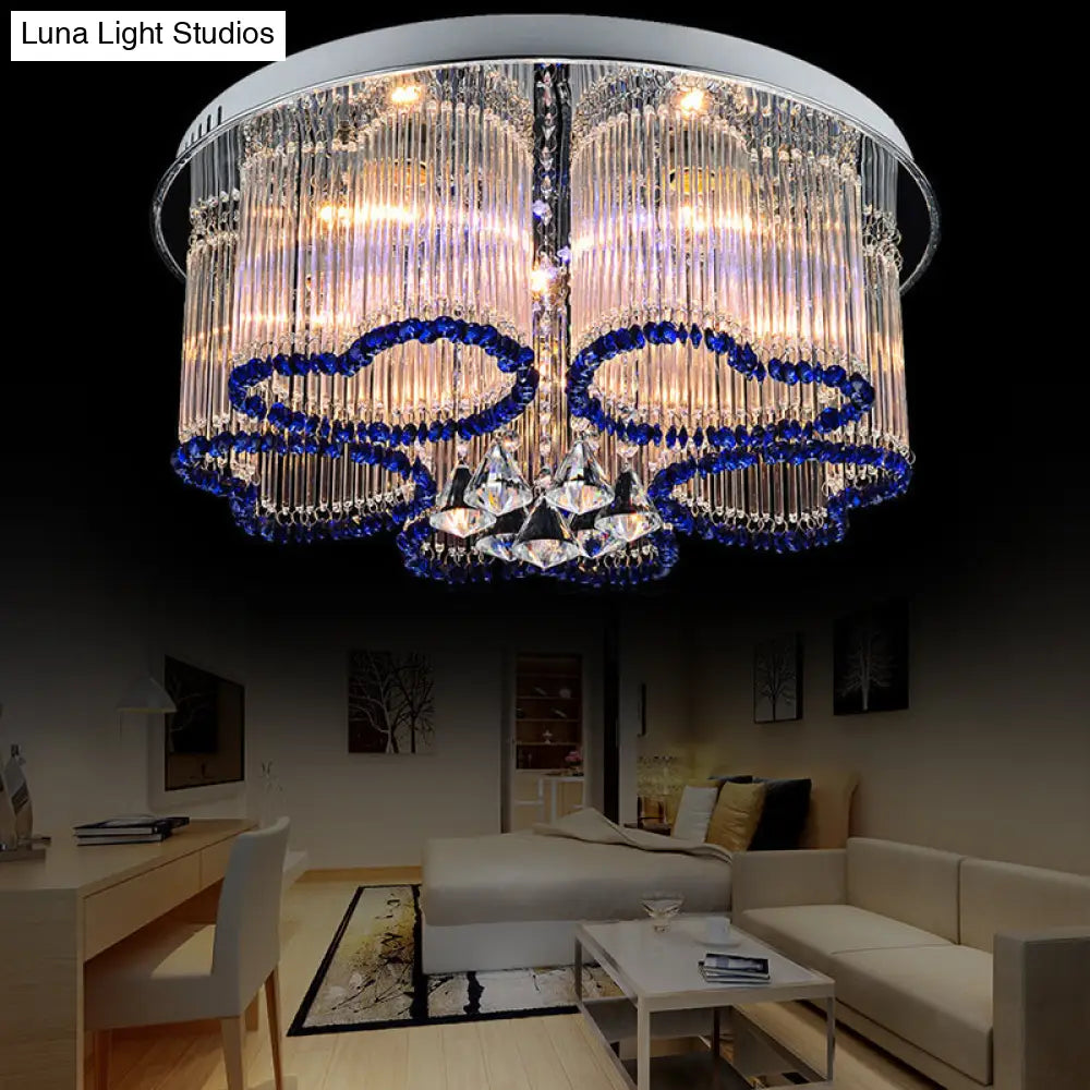 Modern Crystal Ceiling Lamp With Loving Heart Design - 3/5 Lights Blue