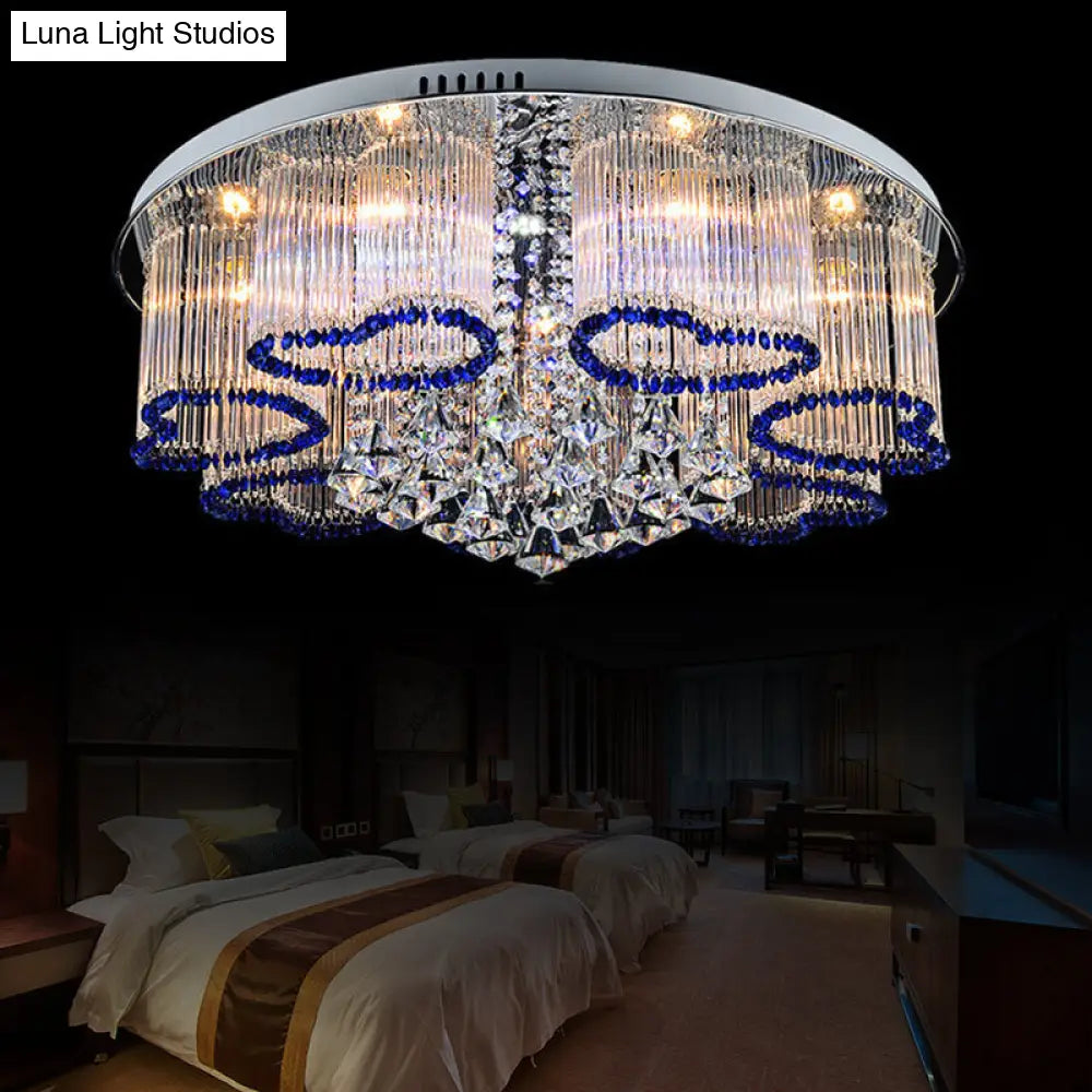 Modern Crystal Ceiling Lamp With Loving Heart Design - 3/5 Lights Blue 7 /