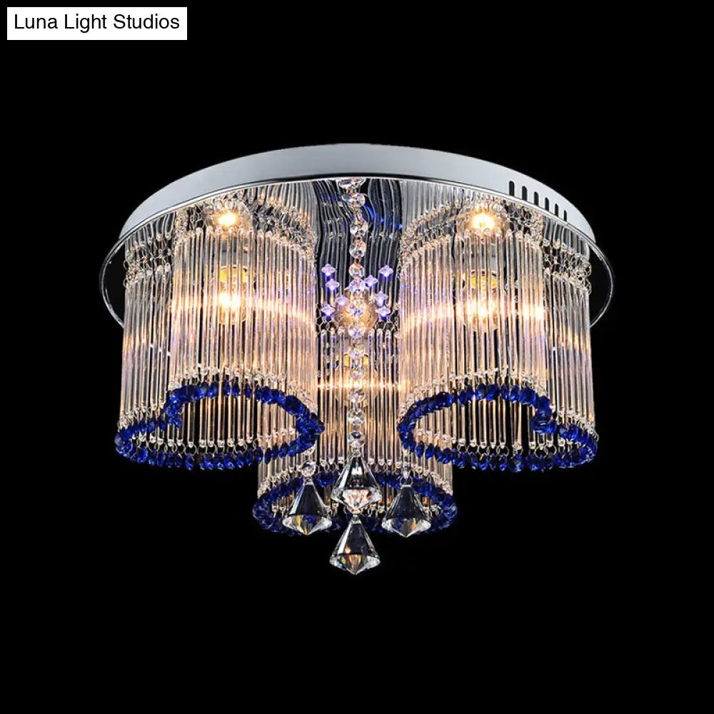 Modern Crystal Ceiling Lamp With Loving Heart Design - 3/5 Lights Blue