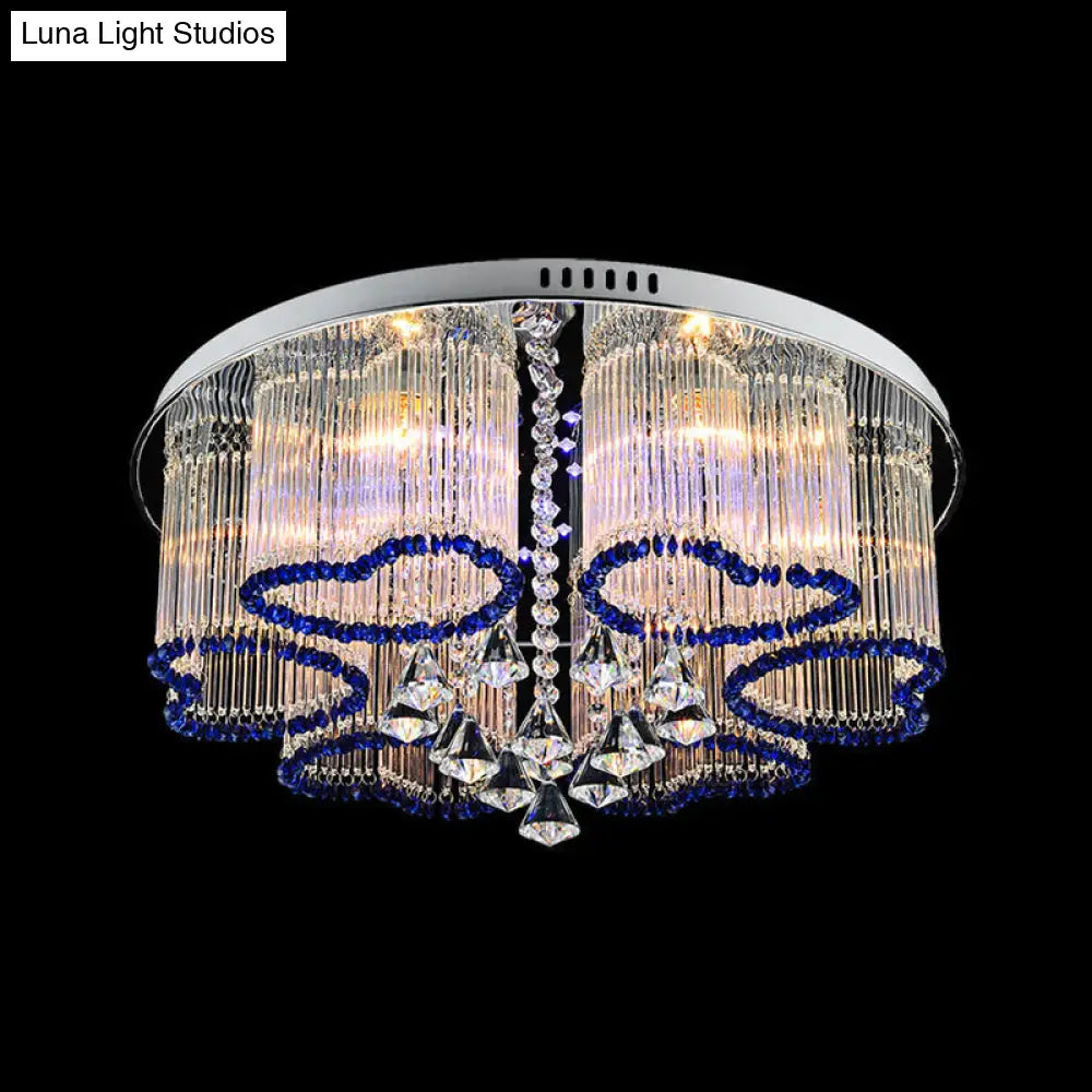 Modern Crystal Ceiling Lamp With Loving Heart Design - 3/5 Lights Blue